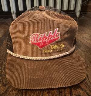 VTG Ripple Tavern Moses Lake WA Corduroy Mesh Trucker Rope Hat w/ Leather NWOT